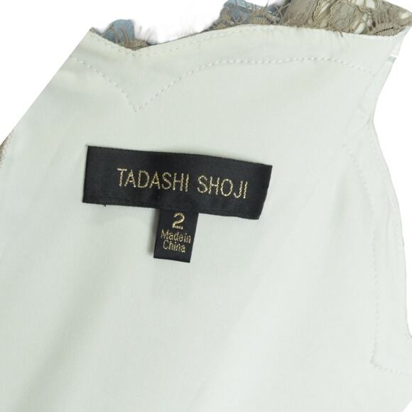 Tadashi Shoji Size 2 Pintuck Jersey Lace Bandage Dress Gray Cocktail Eveningwear - Picture 5 of 12